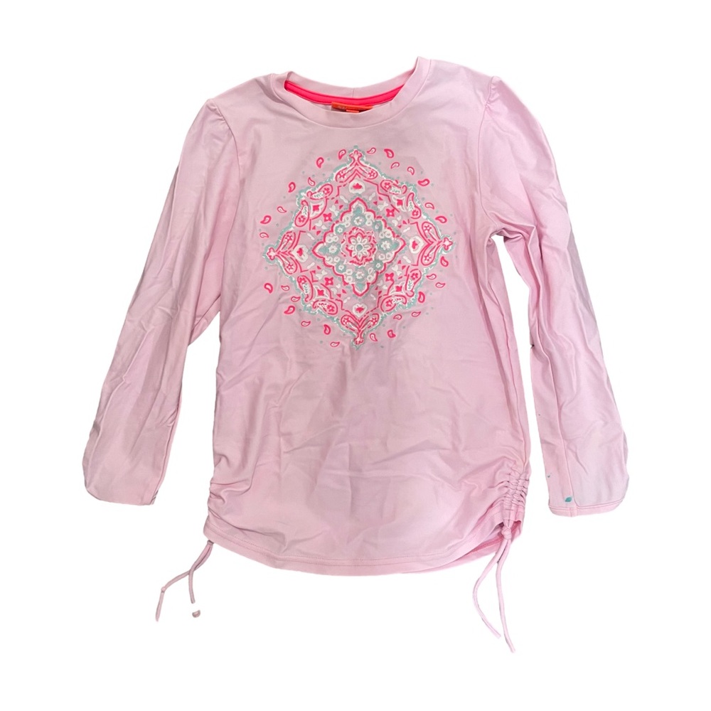 Sunuva Girls Size 9/10 Pink Long Sleeve Rash Guard with Mandala Design